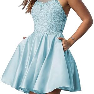 Light Blue Formal Short Dress